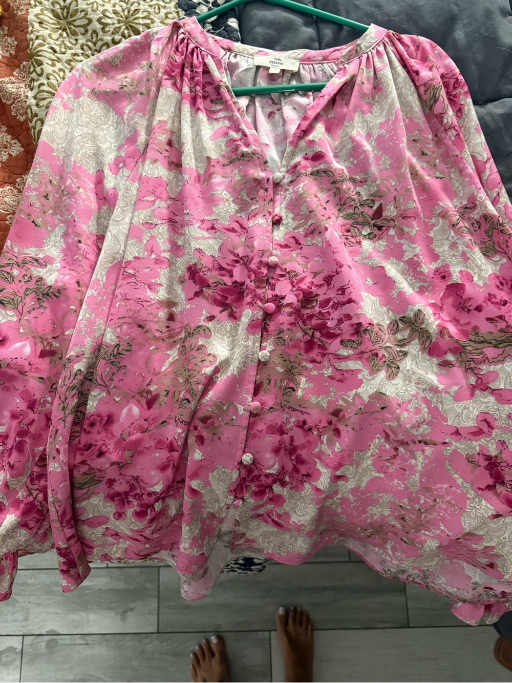 entro Pink Floral Girls' Shirt - Small